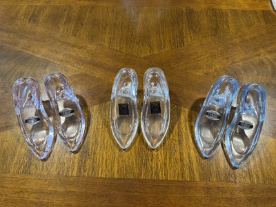Oneida Crystal Glass Slipper Lot Of 3 Pairs Vintage 