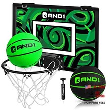 Over the Door Mini Basketball BASKETBALL Green/Black Mini Hoop / Two Balls