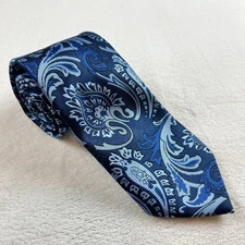 VERSE 9 Mens Necktie Designer PAISLEY & Geometric Blue/Multi-Colored 58 7/8EUC