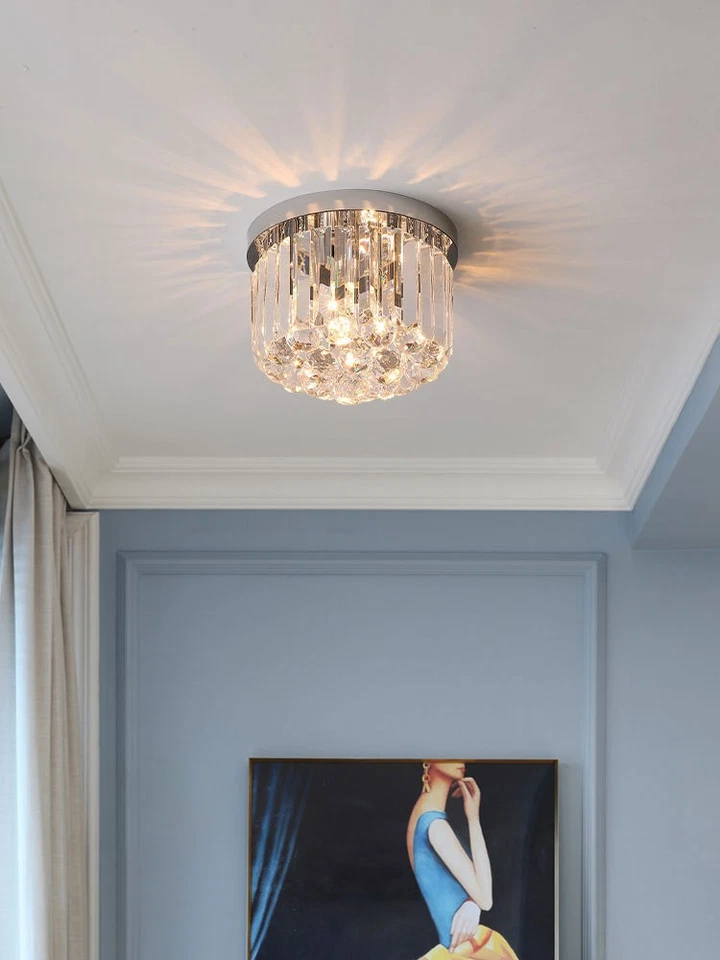 LED Crystal Ceiling Lamp Round Chandelier Hallway Living Room Bedroom Lighting - Image 3 of 4