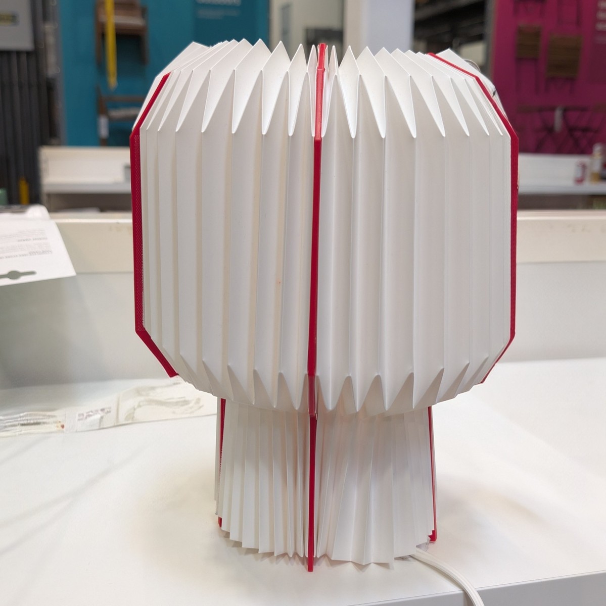IKEA STRALA STRÅLA Cozy Table Lamp Pleated White/Red New 606.109