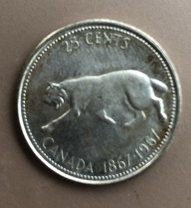 Canada 1967 Silver Quarter Coin Canadian Centennial Year