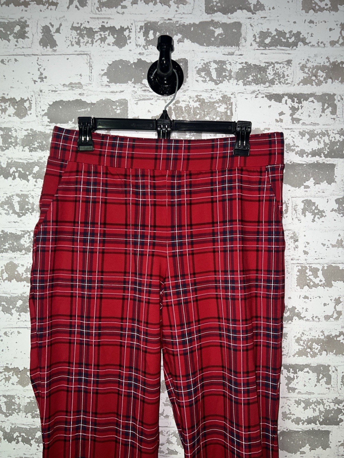 NEW!  D&Co. Red Black White Plaid Straight Leg Dress Pants - Size Large
