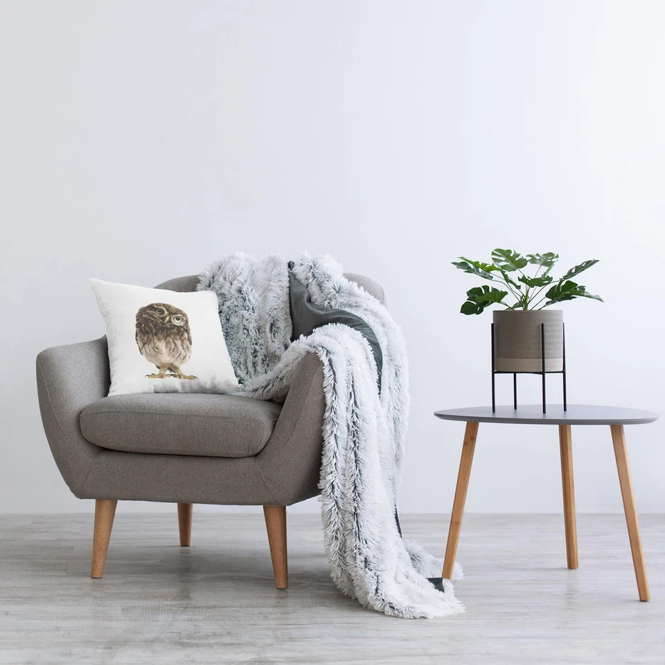 Owl Tilting Head Portrait Design by Elephant Stock Throw Pillow, 18 x 18, Brown - Image 2 of 4