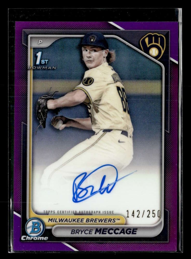 2024 Bowman Draft Bryce Meccage Chrome Autograph Purple /250 #CPA-BME UX5675