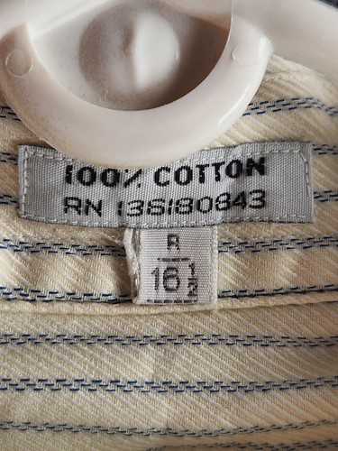 Salvatore Ferragamo R 16.5 Italy Made Ivory Blue Striped Long Sleeve Button Up - Picture 7 of 17