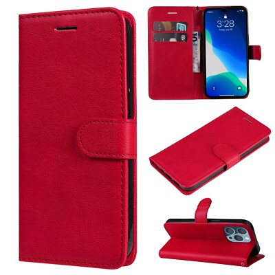 For iPhone 16 Pro 15 Pro 14 Leather Wallet Book Phone Case Screen Protector