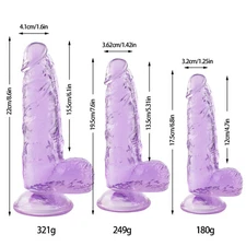 Waterproof Dildo Dong Realistic Sex Toys Soft Jelly Penis Cock Ball Suction Cup