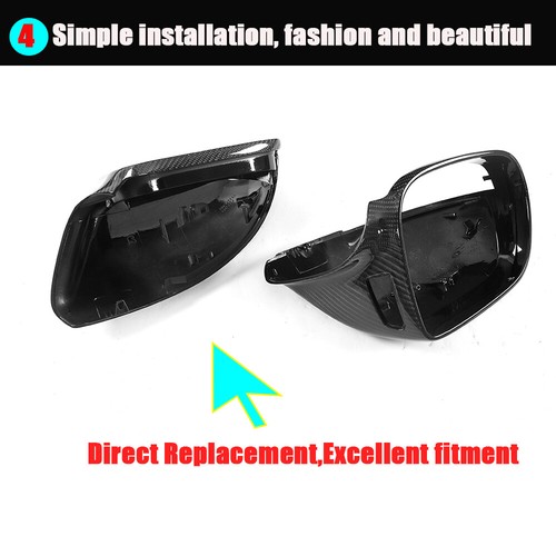 Carbon Fiber Side Mirror Cover For Audi Q5 SQ5 09-17 Q7 SQ7 09-15 W/Lane Assist - Picture 7 of 12