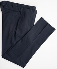 INCOTEX Blue Dress Pants Cotton Flat Front Slim Fit Chinos Fits 24 EU 40