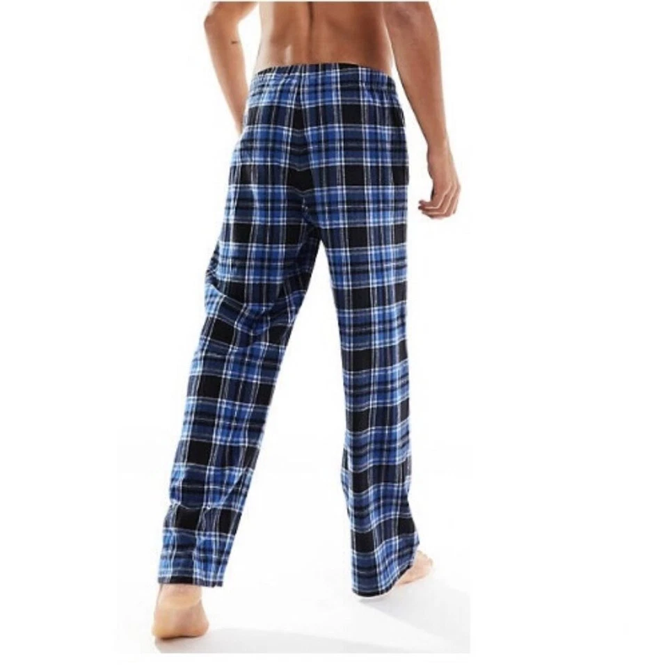 Embassy Men's Flannel Drawstring Straight Leg Plaid Lounge Pants Blue Small NWT - Image 2 of 3