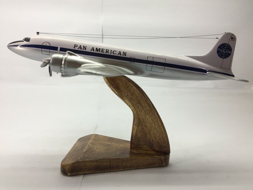 DC-6 Pan Am McDonnell Douglas Airplane Desk Wood Model Small New - Picture 2 of 5