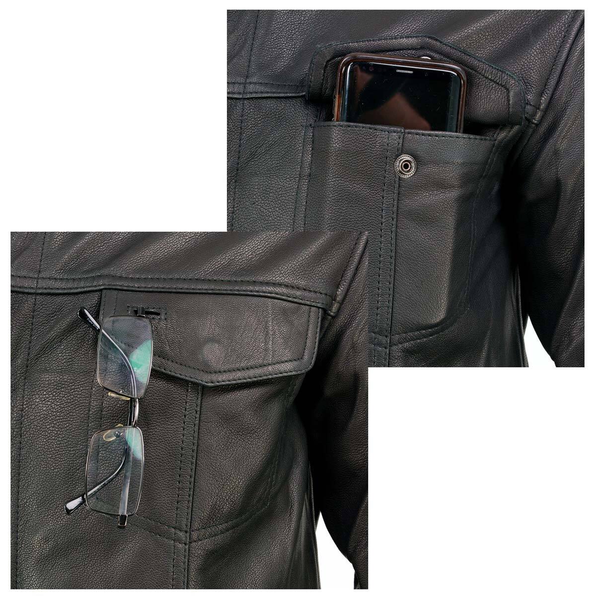 Milwaukee Leather MLM1607 Men's Collarless Naked Goatskin Leather Shirt Jacket