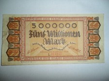 BANCONOTA ANTICA 5 MILLIONEN REICHSMARCK GERMANIA 1923 SPL *