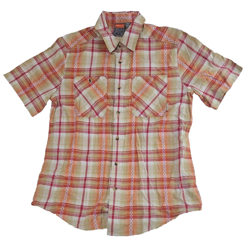merrell opti-wick upf 20+ short sleeve button up outdoors camp shirt