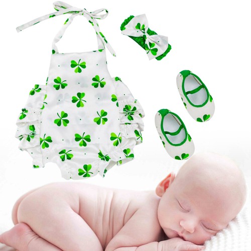 3 Pcs Neugeboren Kleinkind St. Patricks Muster-Outfits Baby Einteiler - 第 5/12 張圖片