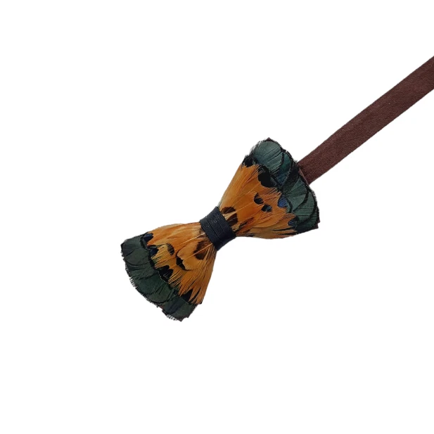 Pajarita Genius SHAKESPEARE - Pajarita de plumas de lujo hecha a mano - Marrón Foto 2 de 4