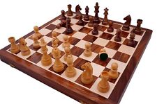 Wooden Foldable Magnetic Chess Board with Magnetic Pieces 14x14 Inches