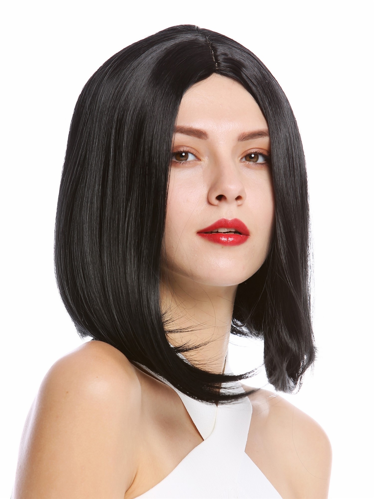 Wig Women Long Bob Shoulder Length Straight Middle Part Black