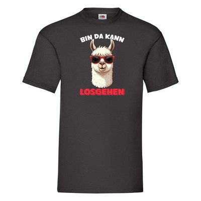 Bin da kann losgehen | Lama | Alpaka v2 T-Shirt Schwarz