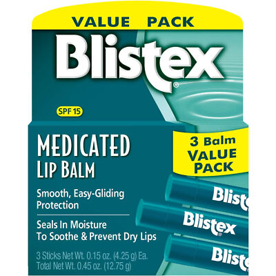 (2) Blistex Medicated Lip Balm, 0.15 Ounce (3 Sticks) 6 Sticks Total