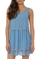 True Decadence Scallop Sequin Dress Blue UK 14 RRP £60 LN028 JJ 17