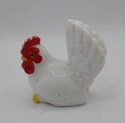 Vintage Rooster Hen Chicken Salt Shaker Japan White Red Milk Glass 1950's