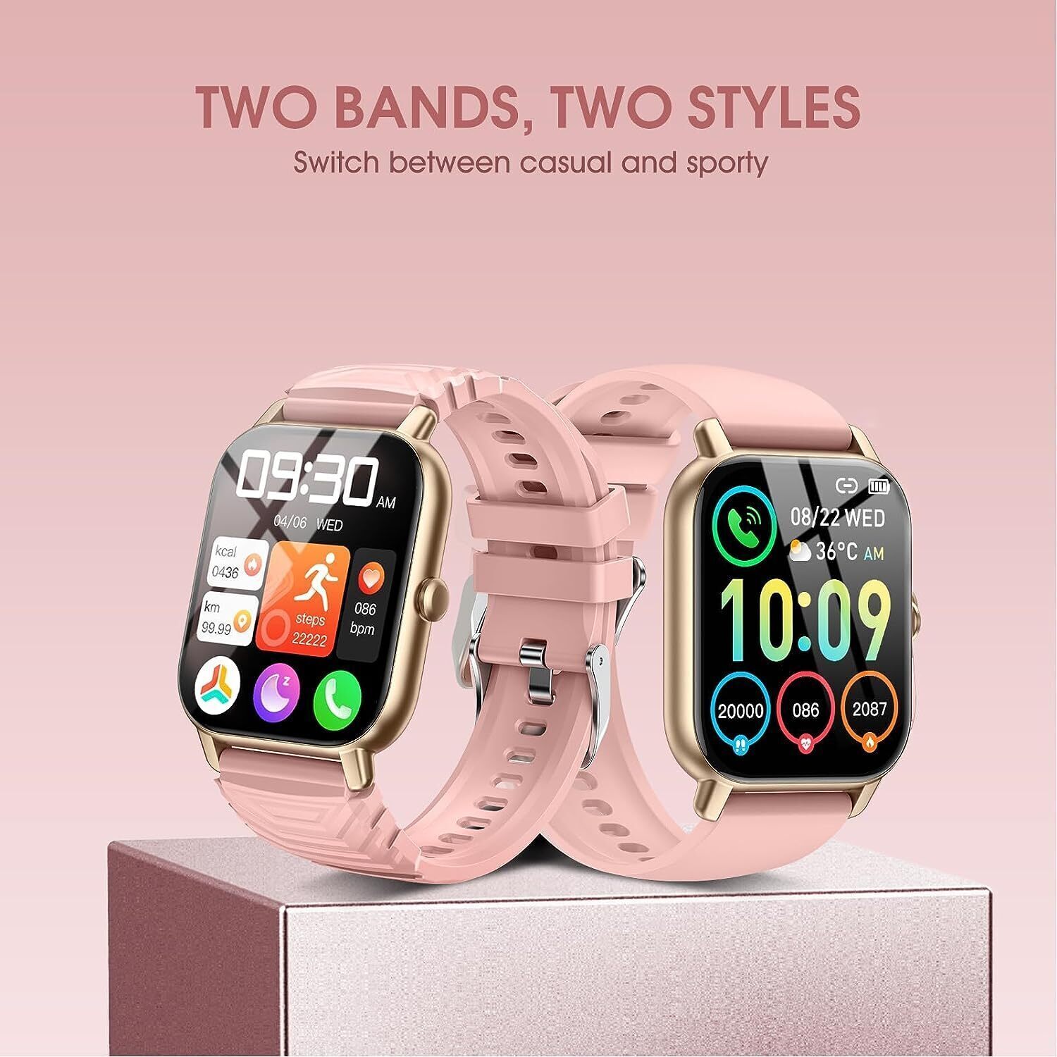 Damen Smartwatch Fitness Tracker, mit Telefonfunktion, 112 SportModi