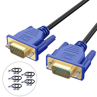10-Pack Of 6ft VGA Cables – Male To Male For Monitor, TV, Projector To PC (Supports 1080P Full HD)