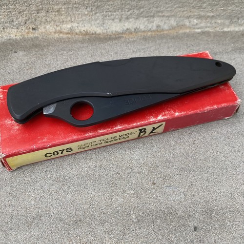RARE VINTAGE SPYDERCO SEKI JAPAN C07S POLICE BLACK FOLDING KNIFE CLIPIT - Picture 12 of 12