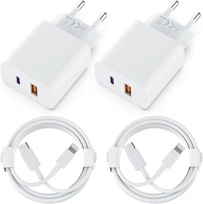 [Apple MFi Certified] Handy Ladegerät 2 Pack 2Port PD/QC Schnellladegerät