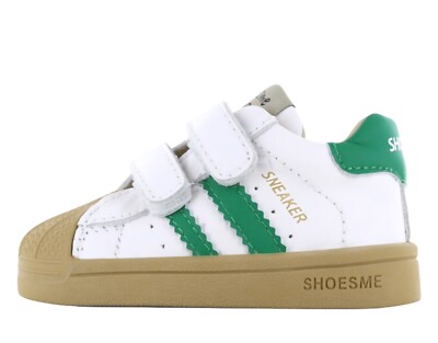Shoesme Kleinkind Jungen Sport Sneaker mit Zehenschutz in weiß mit grün
