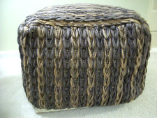 BRAIDED JUTE POUF SQUARE OTTOMAN FOOTSTOOL FOOTREST 19''X19''X14''
