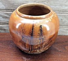 Vintage Handcrafted Hand Turned Wood Vase Small 4"