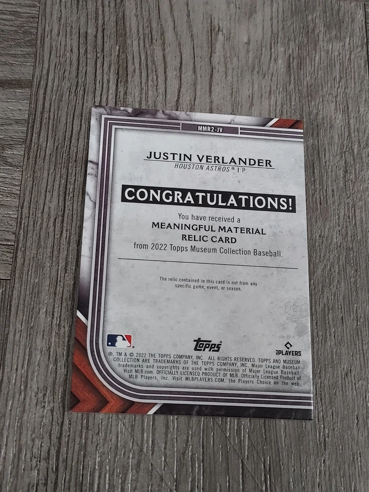 JUSTIN VERLANDER 2022 MUSEUM COLLECTION JERSEY CARD #15/50.ASTROS. - Image 2 of 2