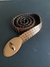 Vintage Woman  s Belt Stretch Fish Scale Copper Tone Metal 40  s-50  s 26  To 40  
