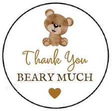 THANK YOU BEARY MUCH ENVELOPE SEALS LABELS STICKERS PARTY FAVORS