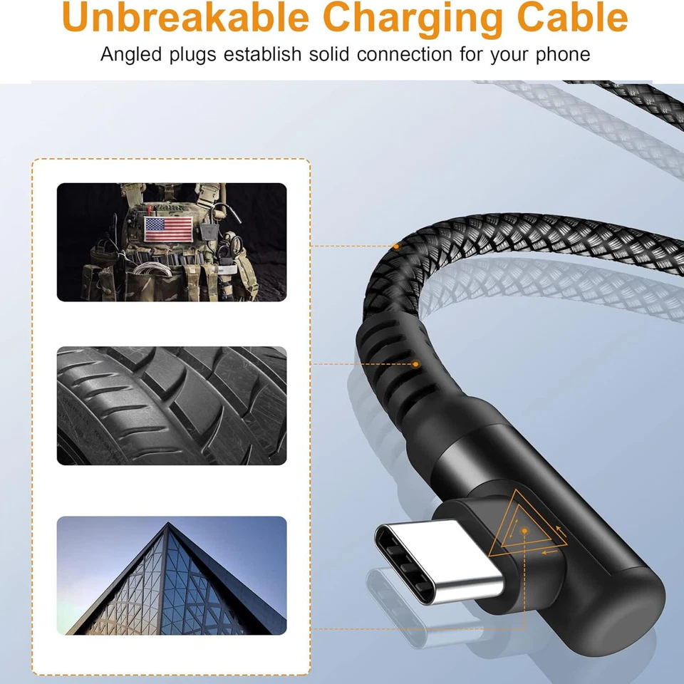 Lote de carga rápida de 90 grados USB-A a C cable cargador tipo C cable L carga rápida Foto 4 de 4