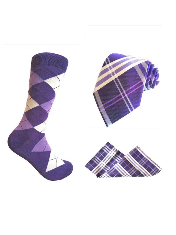 Men's Matching Dress Socks & Necktie ,pocket square Set - Image 3 of 4
