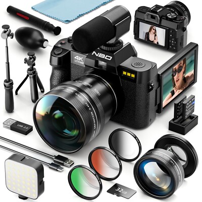 4K Digitalkameras 48MP 16X Autofokus Videokamera mit Mikrofon 32GB Für YouTube