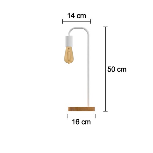 Industrial Table Light Wooden Desk Lamp Bedside Study Reading Light E27 White - Picture 10 of 10