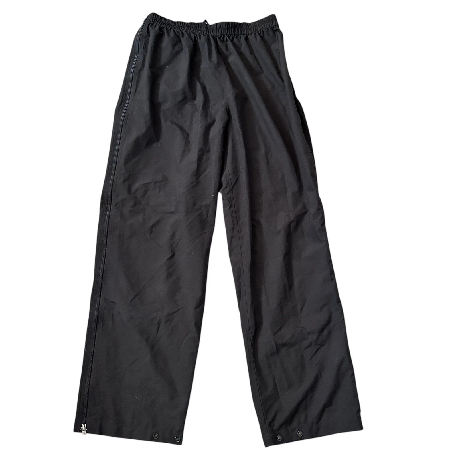 EMS Men’s Black Elastic Waist Side Zippered Polyester Hiking Rain Pants Size L