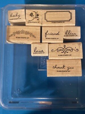 Stampin Up! ''Noteworthy'' 9pc Set Love Friend Bliss Baby Thank You