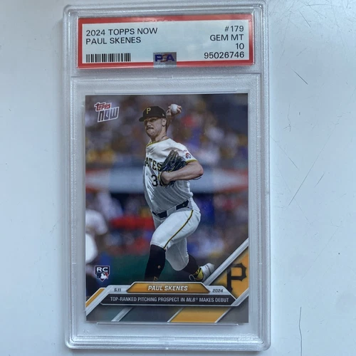 PSA 10 PAUL SKENES 2024 TOPPS NOW #179 PIRATES Debut Rookie Card RC GEM MINT