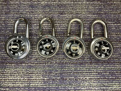 Four (4) Combination Locks w/Combos Master & National  School Gym Lockers Lock