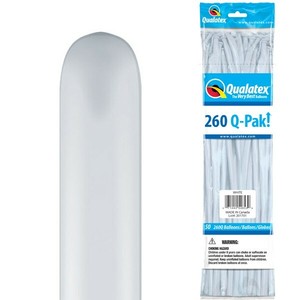 Qualatex Pearl White 260q Latex Modelling Balloons Pack of 25