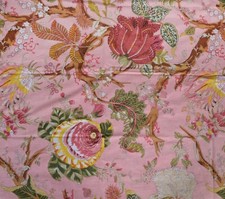 5 Yard Cotton Pink Hand Block Floral Print Fabric Natural Dyes Indian