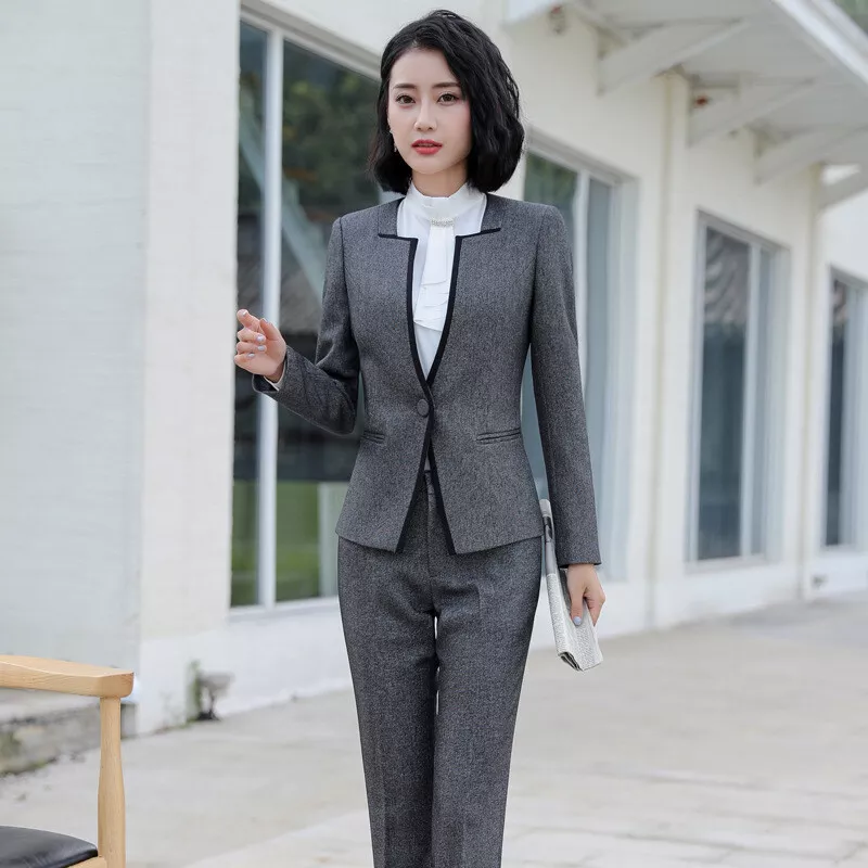 Female Suit with Trouser Uniform Designs for Women Blazer Business Pant  Suits