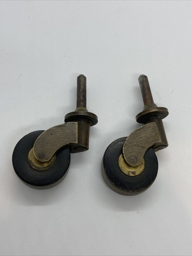 Vintage lot of 2 wood 1-3/8” Diameter Wheels brass Body