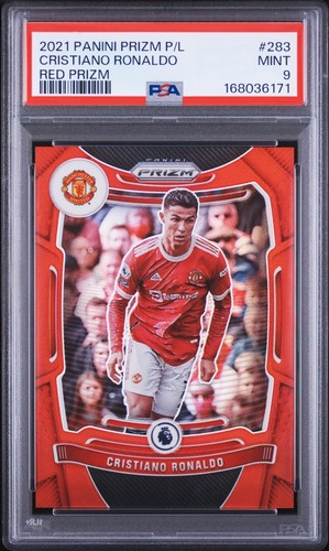 Panini 2021-22 Prizm Premier League Cristiano Ronaldo #283 Red Prizm /199 PSA 9